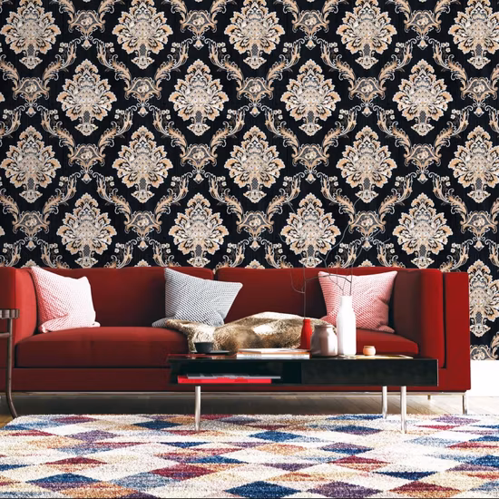 Papier peint texturé 3D à motif floral damassé de luxe pour la décoration intérieure